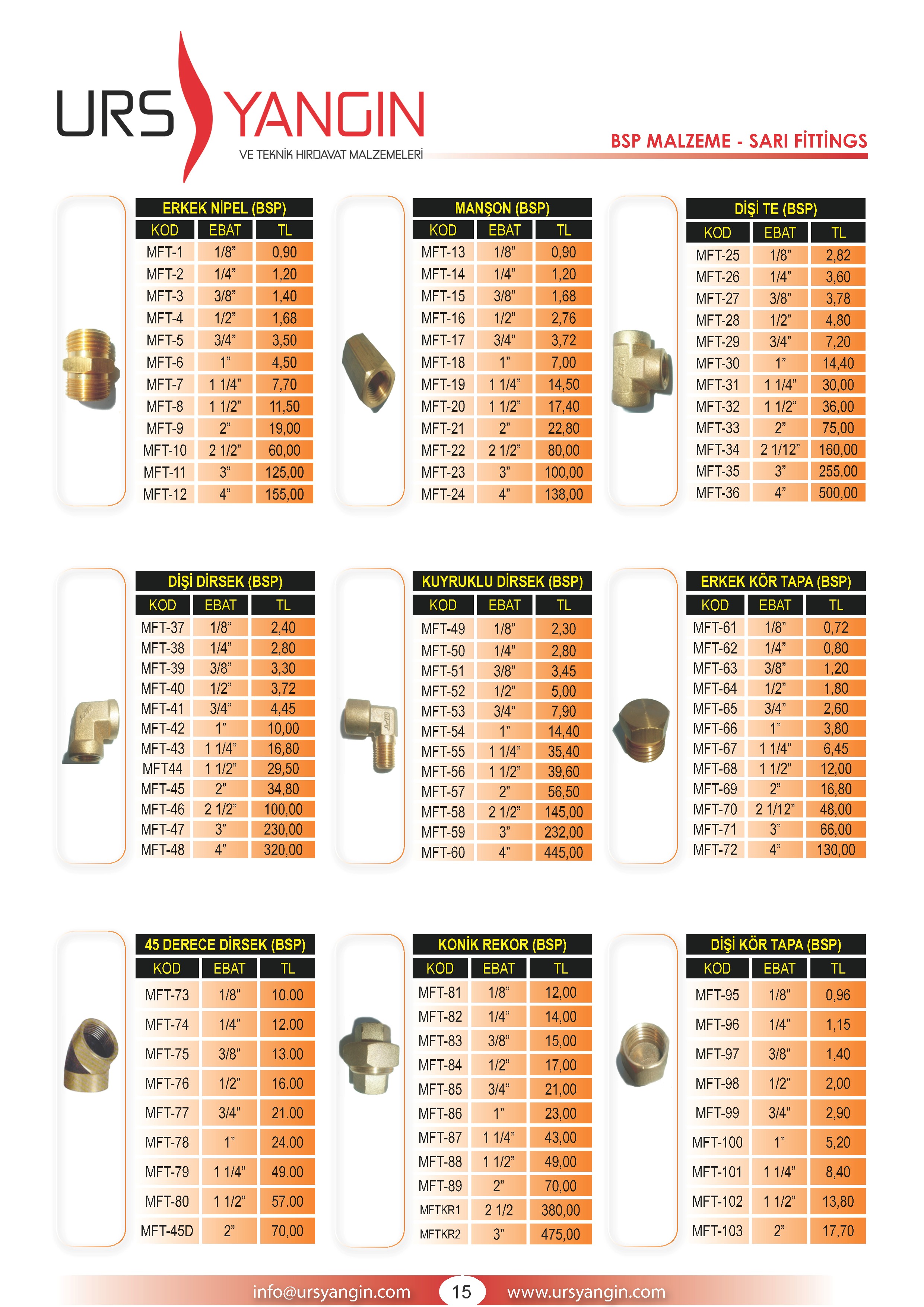 sarı fittings